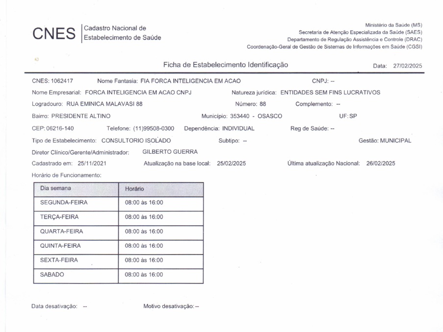 Certificado CNES